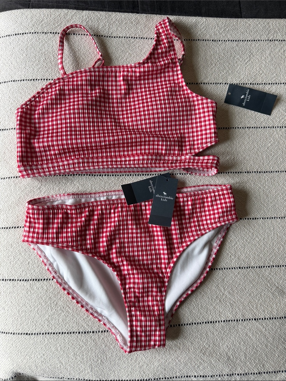 NWT abercrombie kids Red Gingham Two-Piece Swim Set size 13/14